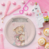 愛らしい水の色テディベア赤ちゃんシャワー ペーパープレート (パーティー)