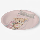 愛らしい水の色テディベア赤ちゃんシャワー ペーパープレート (アングル)