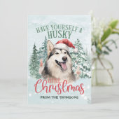 愛らしい水の色ハスキークリスマス シーズンカード (スタンド正面)