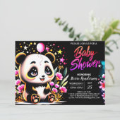 愛らしい水の色パンダヘブンガールベビーシャワー 招待状 (スタンド正面)