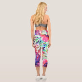 愛らしい水の色フローラピンクブルー白 カプリレギンス (裏面)