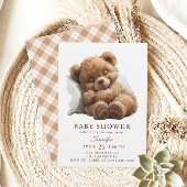愛らしい水の色ブラウンテディベア赤ちゃんシャワー 招待状