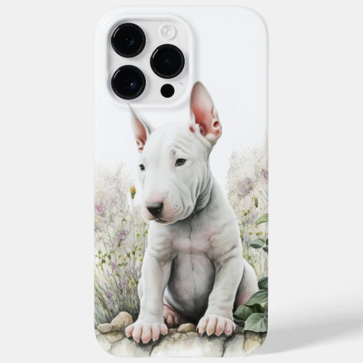 愛らしい水の色ホワイトブルテリア犬 Case-Mate iPhoneケース (裏面)