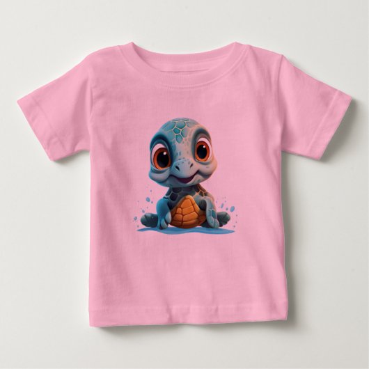 愛らしい水中競技探検家:ベビーウミガメ ベビーTシャツ (正面)