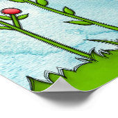 愛らしい水彩のドードルフラワーポスター ポスター (角)