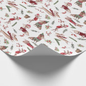 愛らしい水彩クリスマスダックシュント模様 ラッピングペーパー (角)