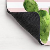 愛らしい水彩サボテン、ストライプ-パーソナライズされた マウスパッド (コーナー)