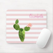 愛らしい水彩サボテン、ストライプ-パーソナライズされた マウスパッド (マウス)