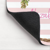 愛らしい水彩サボテン、多肉性ストライプ マウスパッド (コーナー)