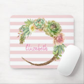 愛らしい水彩サボテン、多肉性ストライプ マウスパッド (マウス)