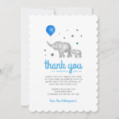 愛らしい水彩ゾウサンキューカード 招待状 (正面)