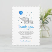 愛らしい水彩ゾウサンキューカード 招待状 (スタンド正面)