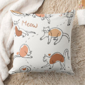 愛らしい水彩パステル柄の猫 白茶色 クッション (ブランケット)