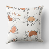 愛らしい水彩パステル柄の猫 白茶色 クッション (裏面)