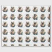 愛らしい水彩フクロウ包装紙 ラッピングペーパー (フラット)