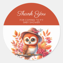 愛らしい水彩ベビーフクロウありがとう ラウンドシール