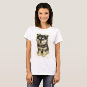 愛らしい水彩ポメチワの子犬の肖像画 Tシャツ (正面フル)