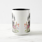 愛らしい水彩大きなダーンパピードッグ マグカップ (中央)