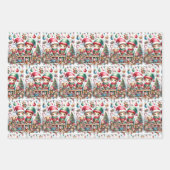 愛らしい水彩小妖精や小人クリスマス ラッピングペーパーシート (正面3)