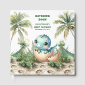 愛らしい水彩恐竜男の赤ちゃんゲストブック ゲストブック (正面)