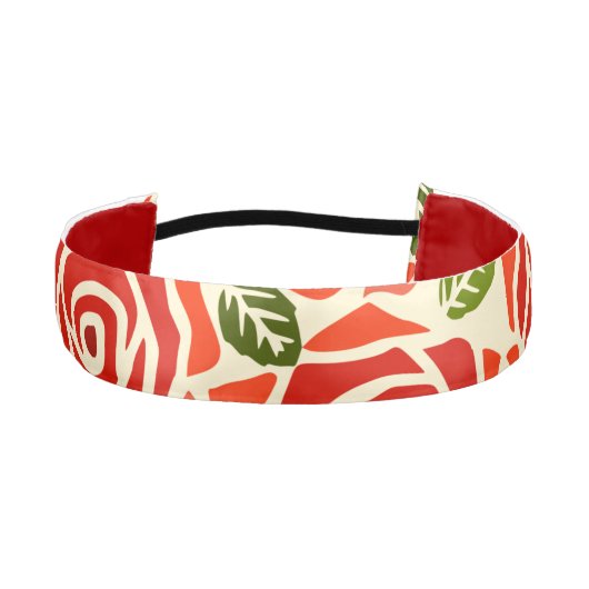 愛らしい水彩模様のバラのキュートな赤と白のデザイン アスレチックヘッドバンド (正面)