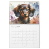 愛らしい水彩犬の肖像画 (12ヶ月) カレンダー (2月 2027)