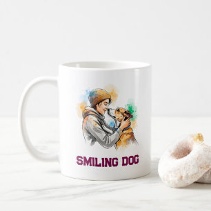 愛らしい水彩画の犬好きなベストフレンド コーヒーマグカップ
