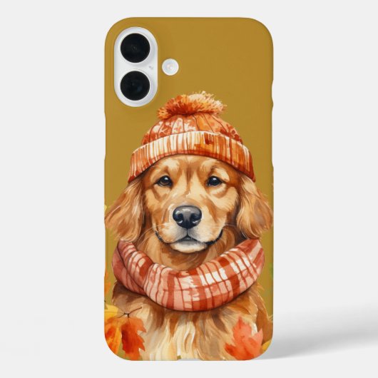 愛らしい水彩秋ゴールデンレトリエバードッグ顔 Case-Mate iPhoneケース (裏面)