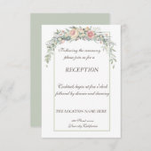 愛らしい水彩花のウェディングレセプション エンクロージャーカード (正面/裏面)