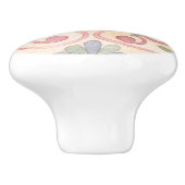 愛らしい水彩花模様ピンクとブルー セラミックノブ (側面)