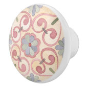 愛らしい水彩花模様ピンクとブルー セラミックノブ (右)