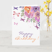 愛らしい水彩花蝶 カード (黄色い花)