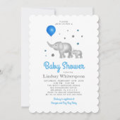 愛らしい水彩象の男の子の赤ちゃんシャワー 招待状 (正面)