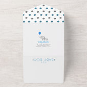 愛らしい水彩象の男の赤ちゃんシャワー オールインワン招待状 (外側)