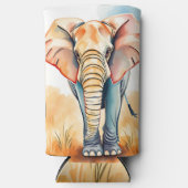 愛らしい水彩象 スリム缶クーラー (正面)