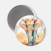 愛らしい水彩象 マグネット (正面/裏面)