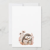 愛らしい水彩赤ちゃんシャワーヘッジホッグファミリー 招待状 (裏面)