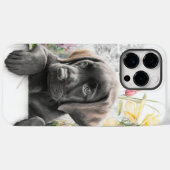 愛らしい水彩黒ラブラドールレトリエバードッグ Case-Mate iPhoneケース (裏面 (横))