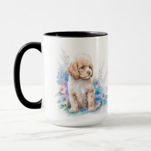 愛らしい水色のアプリコットフランスのプードル子犬 マグカップ