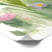 愛らしい水色のハリネズミと花 ポスター (角)