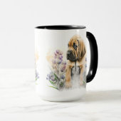 愛らしい水色のブラッドハウンド子犬 マグカップ (正面右)