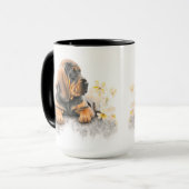 愛らしい水色のブラッドハウンド子犬 マグカップ (正面左)