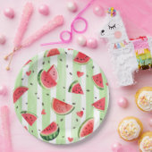 愛らしい水色の赤スイカ、夏の女の子 ペーパープレート (パーティー)