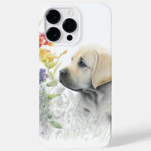 愛らしい水色イエローラブラドールレトリエバー犬 Case-Mate iPhoneケース (裏面)