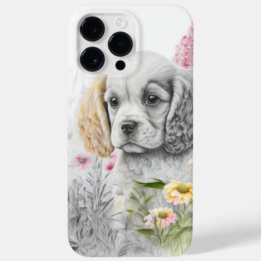 愛らしい水色コッカースパニエル犬子犬 Case-Mate iPhoneケース (裏面)