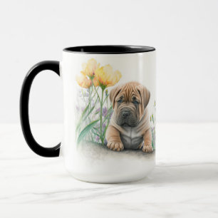 愛らしい水色タンシャールPEI子犬 マグカップ