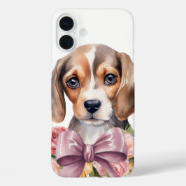 愛らしい水色ビーグル子犬 iPhone 16 PLUSケース