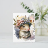 愛らしい水色マウス ポストカード (スタンド正面)