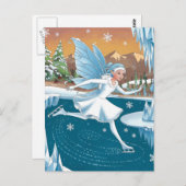 愛らしい氷のスケートで滑る妖精の氷の冬の森 ポストカード (正面/裏面)