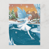 愛らしい氷のスケートで滑る妖精の氷の冬の森 ポストカード (正面)